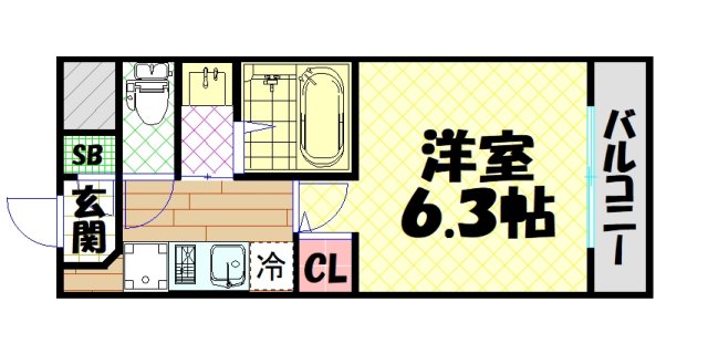 大阪府大阪市浪速区芦原１（マンション）の賃貸物件の間取り