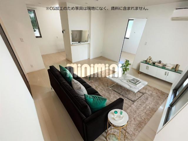 居室・リビング　※ＣＧ加工のため家具は現地になく、賃料に含まれません。