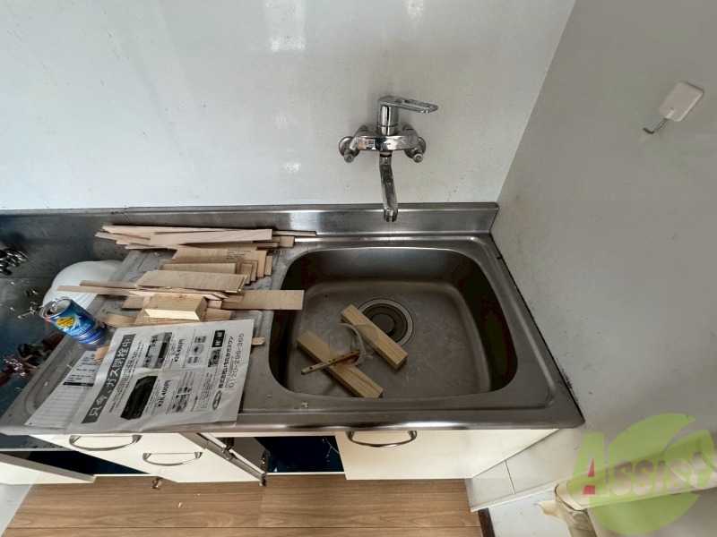 洗面設備　こちらに洗面台があります。朝の洗顔はこちらで。