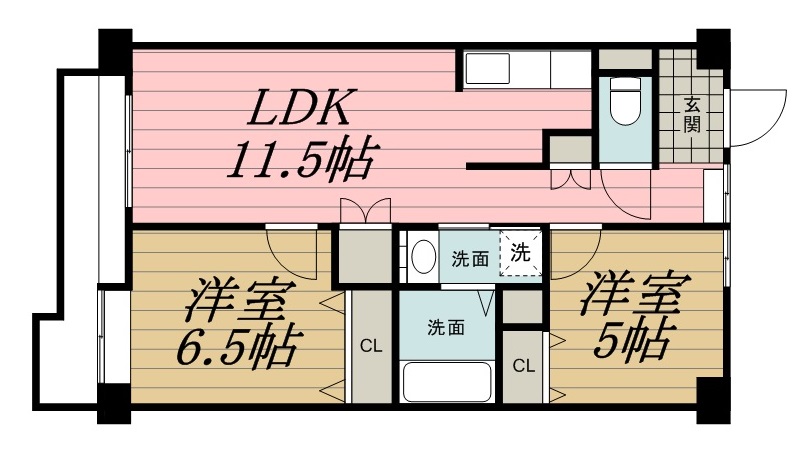 ＪＲ総武線 千葉駅 バス乗車時間：14分 最寄りバス停で下車 徒歩7分 11階建 築29年の間取り写真
