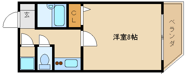 地下鉄谷町線 谷町九丁目駅 徒歩1分 10階建 築21年の間取り写真