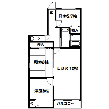 京都市中京区西ノ京中御門西町のマンションの間取り