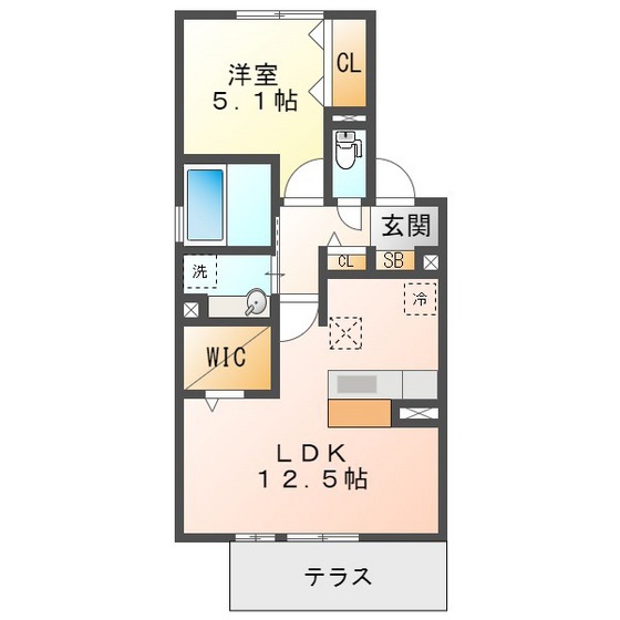 Ｄ－ｃｈａｍｂｒｅ北浜町　Ｂの間取り