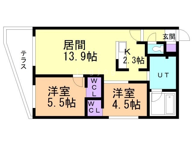 札幌市豊平区月寒西一条のマンションの間取り