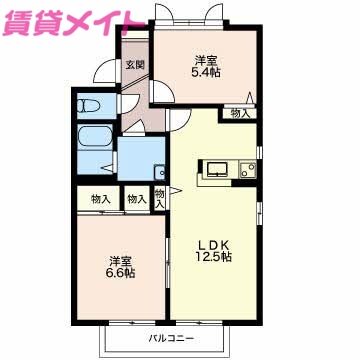 四日市市桜台本町のアパートの間取り