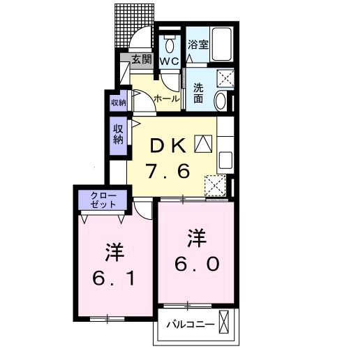 福山市神村町のアパートの間取り