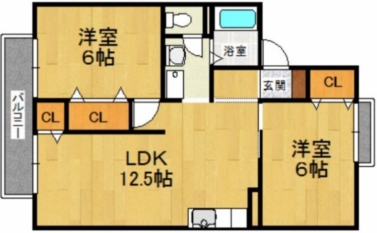 神戸市須磨区白川台のアパートの間取り