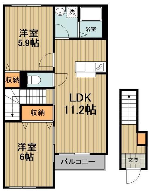 川越市大字笠幡のアパートの間取り