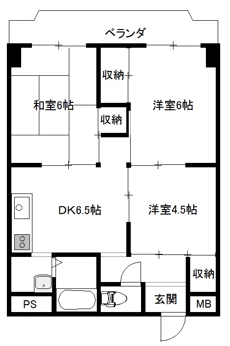 新潟市中央区高志のマンションの間取り