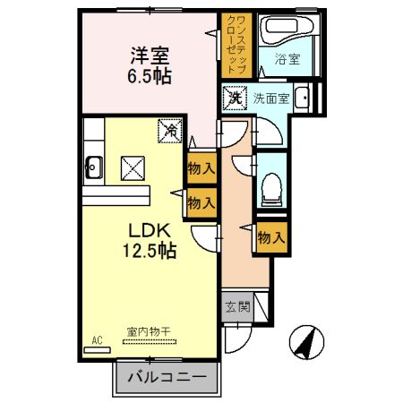 敦賀市野神のアパートの間取り