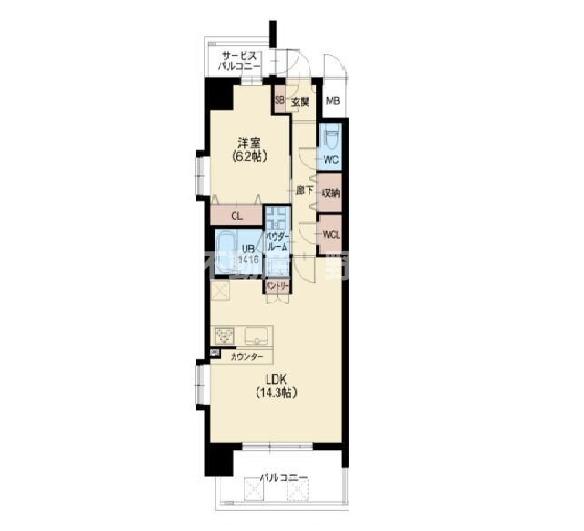 大阪市福島区海老江のマンションの間取り