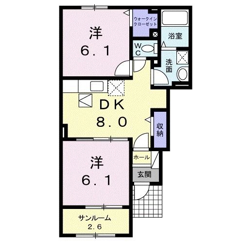 岡山市北区御津宇垣のアパートの間取り