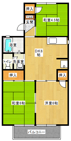 セジュール芦原　Ｂ棟の間取り