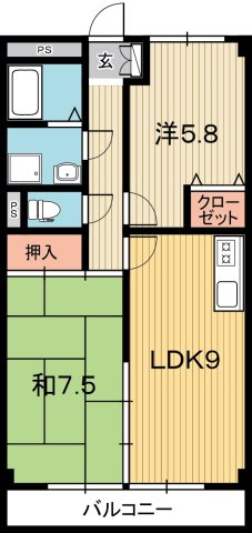 高知市一宮東町のアパートの間取り