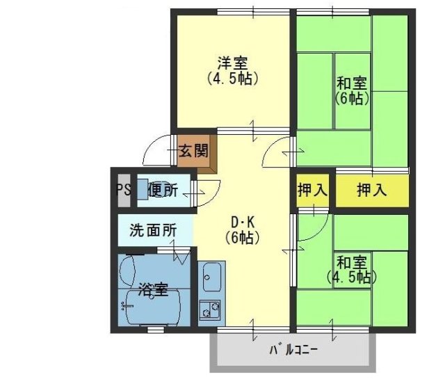 加古川市東神吉町神吉のアパートの間取り