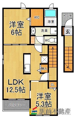 うきは市吉井町のアパートの間取り