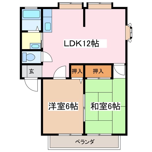 松本市石芝のアパートの間取り