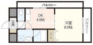 【岡山市北区京橋町のマンションの間取り】