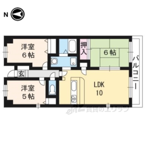 京都市右京区太秦開日町のマンションの間取り