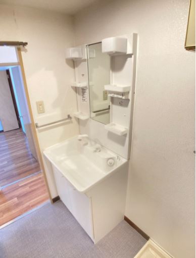 洗面設備　この写真の反転タイプになります。