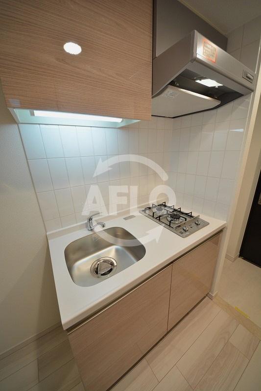 キッチン　スワンズ谷町セントシティ　２口ガスシステムキッチン