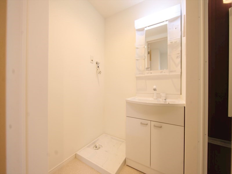 洗面設備　脱衣所　独立洗面台（シャンプードレッサー付）収納スペース有