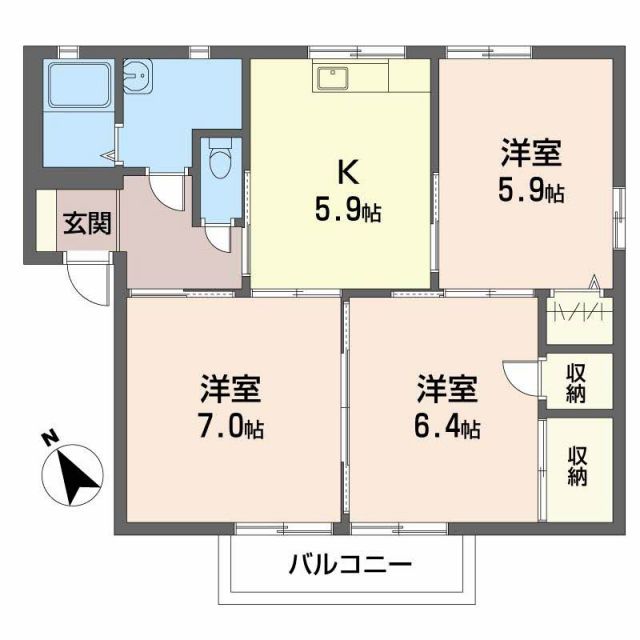 アイエス猪野 Aの間取り写真