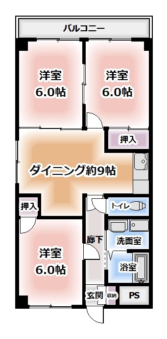 地下鉄御堂筋線 あびこ駅 徒歩3分 4階建 築46年の間取り写真