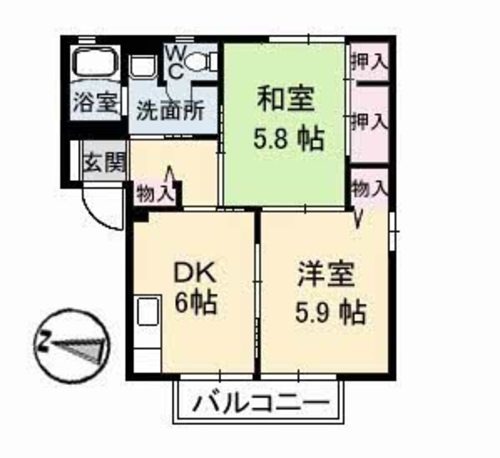 呉市瀬戸見町のアパートの間取り