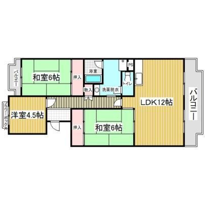 箕面市粟生外院のマンションの間取り