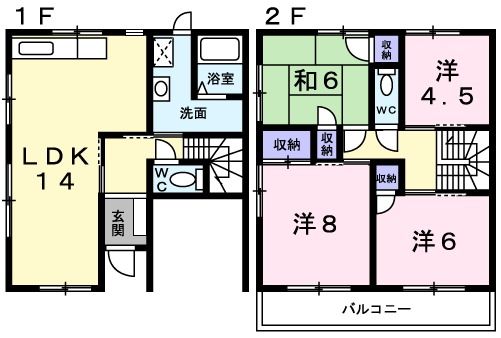 神戸市垂水区桃山台のアパートの間取り