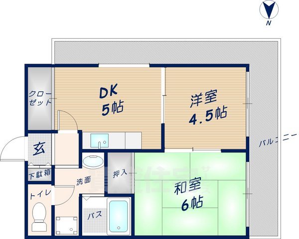 東大阪市池之端町のマンションの間取り