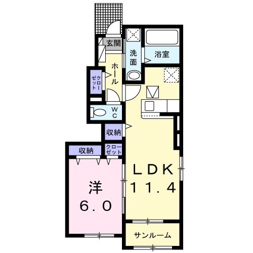 志布志市志布志町志布志のアパートの間取り