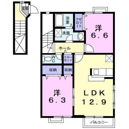 知多郡武豊町字里中のアパートの間取り