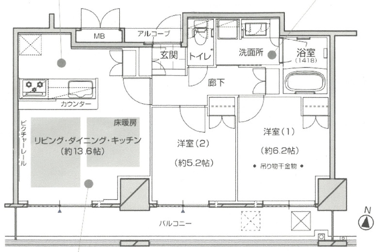 大阪市阿倍野区阿倍野筋のマンションの間取り