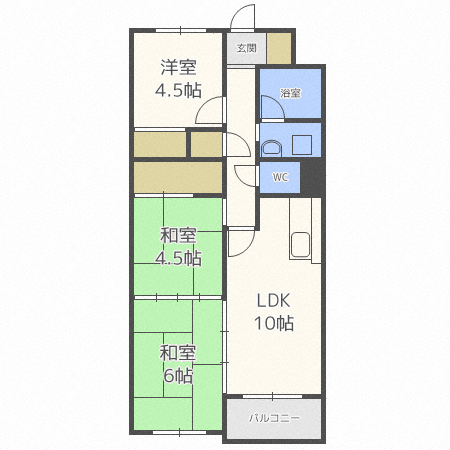 札幌市西区西野二条のマンションの間取り
