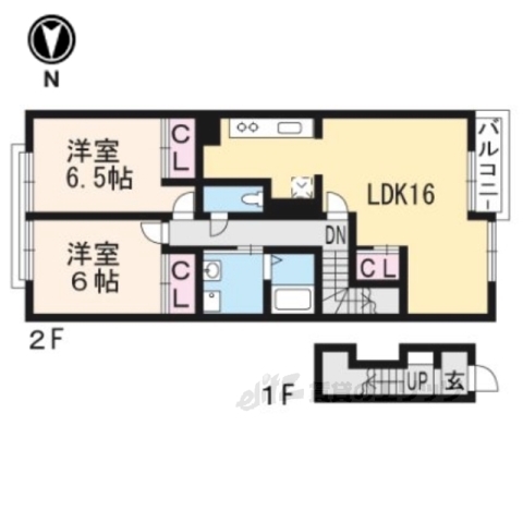 蒲生郡竜王町大字小口のアパートの間取り