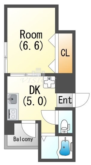 大阪市中央区瓦屋町のマンションの間取り