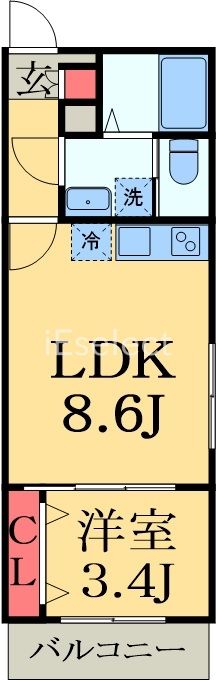 千葉市中央区稲荷町のアパートの間取り