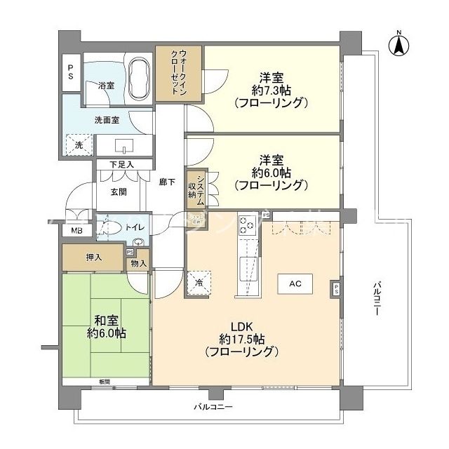 サンウッド市川真間グリーンヒルズＦ棟の間取り