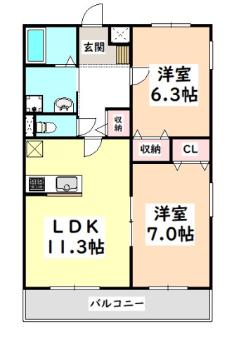 西尾市丁田町のマンションの間取り