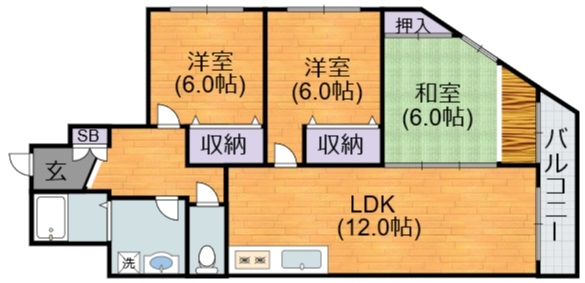 大阪市平野区長吉出戸のマンションの間取り