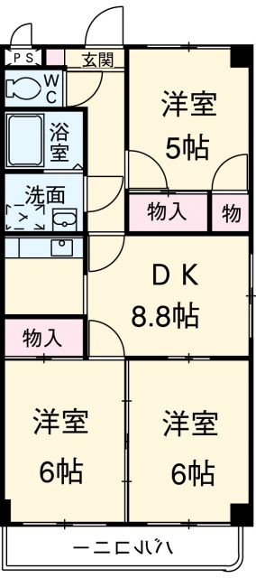 名古屋市熱田区六番のマンションの間取り