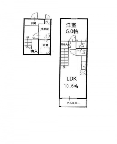 大阪市東住吉区針中野のアパートの間取り