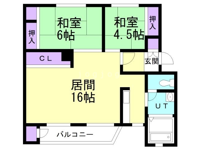 札幌市西区西野二条のマンションの間取り