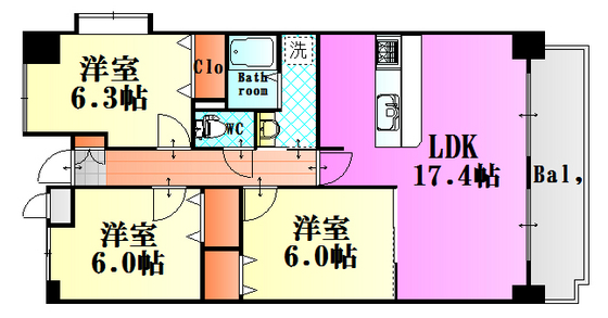 ロイヤルヒルズ牛田旭の間取り