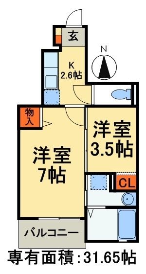 鎌ケ谷市くぬぎ山のアパートの間取り