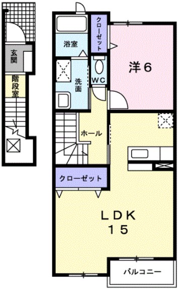 岡山市北区吉備津のアパートの間取り