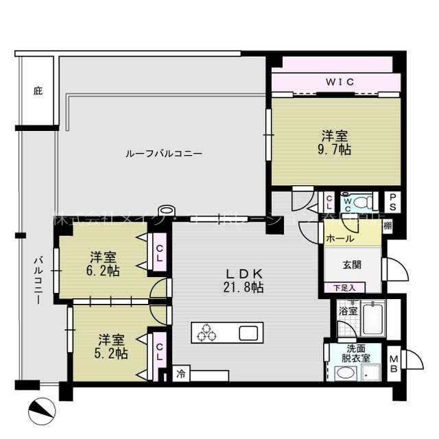 福岡市博多区東雲町のマンションの間取り