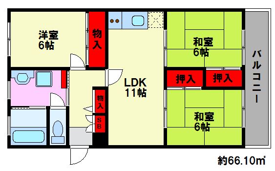 福岡市南区三宅のマンションの間取り